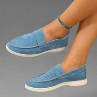 Hannah | Handgefertigte elegante Wildleder-Mokassins – Himmelblau