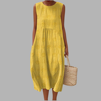 Altrude | Elegantes Baumwollkleid mit Taschen – Gelb