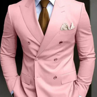 Herren Zweireihig Formell Hochzeitsgast Anzug Set | Zweiteiliges Set – Rosa