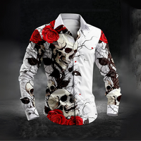 Herren Halloween-Hemd mit Print | Langarm – Weiß