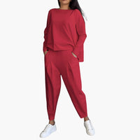Stilvolles und gemütliches Zweiteiler-Set für Damen – Rot