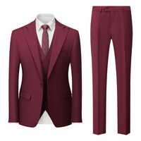 Herren Klassisch Stylisch Hochzeitsgast Anzug Set | Zweiteilig – Dunkelrot