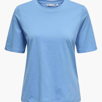 Damen T-Shirt mit Rundhalsausschnitt und kurzen Ärmeln – Azurblau