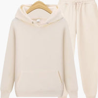 Herren Jogginganzug mit Kapuzenpullover und Bündchenhose – Beige
