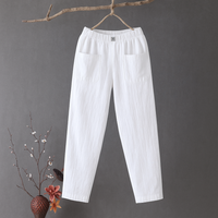Erika™ | Lässige Hose aus Baumwolle und Leinen mit elastischem Bund – Weiß