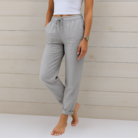 Nora™ | Hochwertige, atmungsaktive Stretchhose aus Leinen – Hellgrau