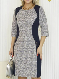 Paula | Elegantes Midi-Kleid Damen mit Musterlook – Grau (Fast ausverkauft)