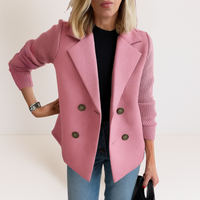 Martine™ -  Elegante Jacke mit Gestrickten Ärmeln – Rosa