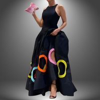 Luna | Künstlerisches Handgefertigtes Kleid für Frauen – Schwarz