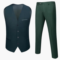 Moderner Hochzeitsgast-Anzug - für Herren mit Weste und Hose – Oliv