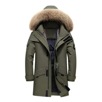 HARTIC - Pelzmantel mit Kapuze für Männer – Khaki