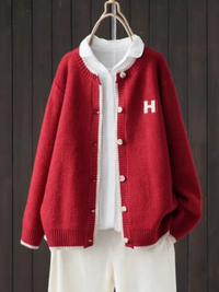 Helene | Klassischer Cardigan – Rot