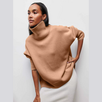 Kurzarm-Rollkragenpullover – Kühne Eleganz mit modernem Flair – Khaki