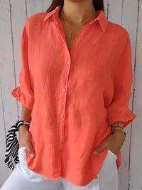 Heidi-Mode | Leinen Damenbluse für den Sommer – Orange