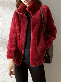 Paula | Stylische Winterjacke Damen mit Reißverschluss – Rot
