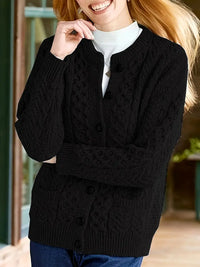 ELEGANTER KABELSTRICK-CARDIGAN | STILVOLL, KOMFORTABEL, VIELSEITIG – Schwarz