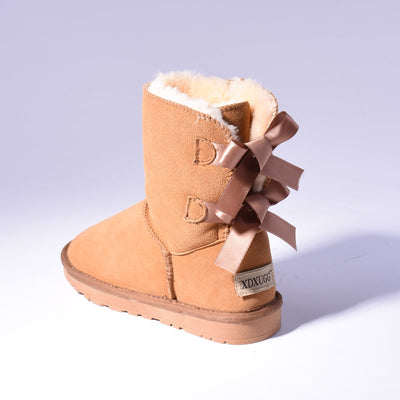 Lela | Warme Schneestiefel mit Fell und Schleifen für Frauen