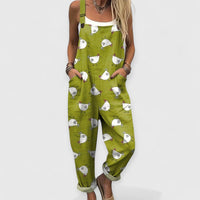 Althea | Damen Vintage Weitbeiniger Jumpsuit – Grün