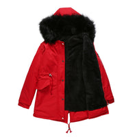 Gardana | Parka Mi-Longue Doublée en Polaire avec Capuche en Fourrure pour Femme – Rouge