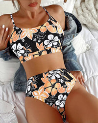 Eyrika | Damen Badeanzug mit Blumenmuster – Orange
