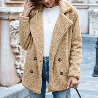 Damen Lässige Teddy Mantel | Elegante – Khaki