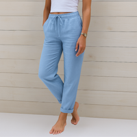 Nora™ | Hochwertige, atmungsaktive Stretchhose aus Leinen – Hellblau