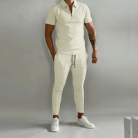 Herren Elegantes Polo Shirt und Hose Set | Stilvoll – Beige