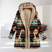 Isaline - Eleganter Mid-Season Mantel – Schwarz-Multicolor-Braun