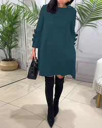 Ava - Langärmliges, lässiges Kleid – Grün