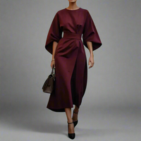 Venlind | Elegantes Kleid mit Gürtel – Weinrot