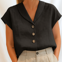 Emy™| Elegante unifarbene Bluse – Schwarz