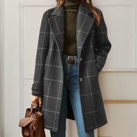 Judith™ | Elegante warme lange Jacke – Schwarz-Weiß