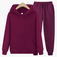 Herren Jogginganzug mit Kapuzenpullover und Bündchenhose – Bordeaux