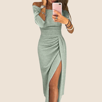 Ely™ - Schickes Maxikleid mit Neckholder und Eleganter, Fließender Passform – Silbergrün