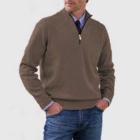 Pullover Herren Half Zip Modern | Warm Komfort Freizeit – Braun