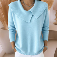 Jennifer™ | Strickpullover mit weichem Kragen – Hellblau