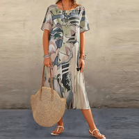 Raven | Blumenmuster Kleid – Grau