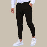 Chinohose für Herren - Slim Fit Stretch-Hose für den Sommerurlaub – Schwarz