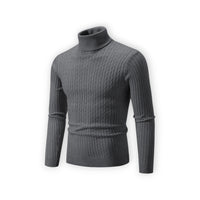 Klassischer Rollkragenpullover für Herren mit Rippstruktur – Grau
