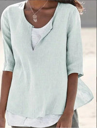Vera | Damen Bluse 3/4-Arm Lagenlook V-Ausschnitt – Hellgrün