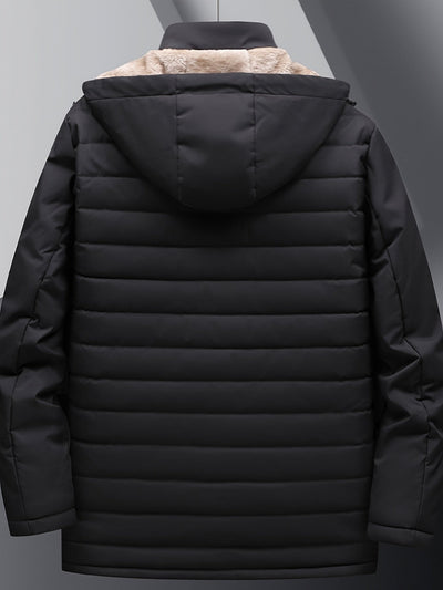 Teun | Warme Herren-Fleecejacke mit Kapuze & Reißverschlusstaschen, Winddicht für Herbst & Winter