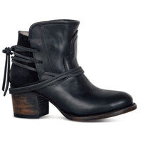 Elegante Leder Damen Stiefeletten – Schwarz