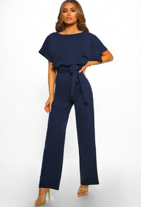 Bianca Modern Jumpsuit | Büro-Gürtel-Design ärmelloser Damen-Sommer-Jumpsuit – Blau