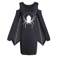 Spinnen Druck Halloween Kostum Kleid | Mini – Schwarz