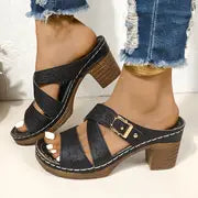 Marlyn - Elegante einfarbige Sandalen für Frauen – Schwarz