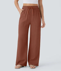 Elena | Bequeme Leinenhose mit fließender Passform – Rot