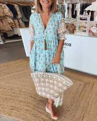 Kassidy™ Stilvolles Boho-Kleid – Blau