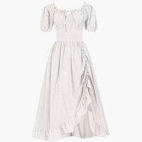 Oktoberfest Dirndl Kleid 2025 mit Rüschen für Damen – Weiß