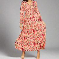 Winelisa | Elegantes Kleid mit Langen Ärmeln – Rosarot