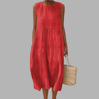 Altrude | Elegantes Baumwollkleid mit Taschen – Rot